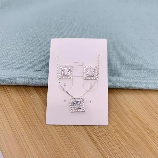 Conjunto Quadrado com Moldura Cravejada em Prata